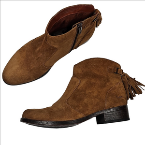 b.o.c. Born Concepts Suede Leather Brown Fringe Tassel Side Zip  Western Bootie